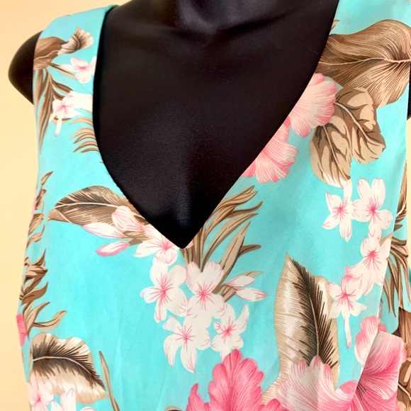 Karin Stevens vintage floral v neck dress, size 16 - Picture 3 of 4